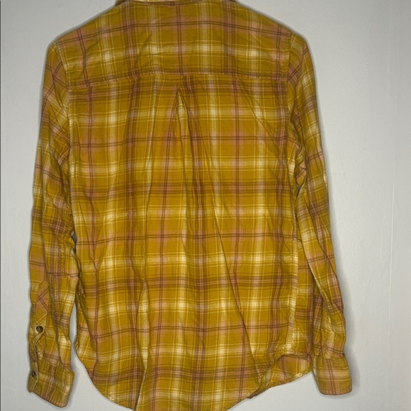 SO Women's Mustard and Pink Plaid Button Down Shirt - Picture 3 of 4
